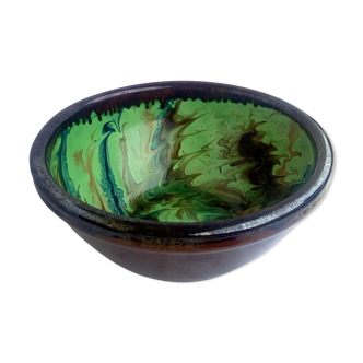 Salad bowl xl with green, blue and brown marbling