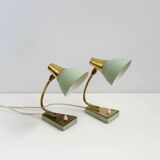 Mid-century night lights in mint green and gold
