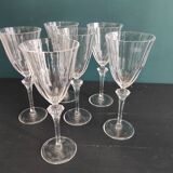 Set of 6 French wine glasses, Cristal D'Arques, mod. Diamantis