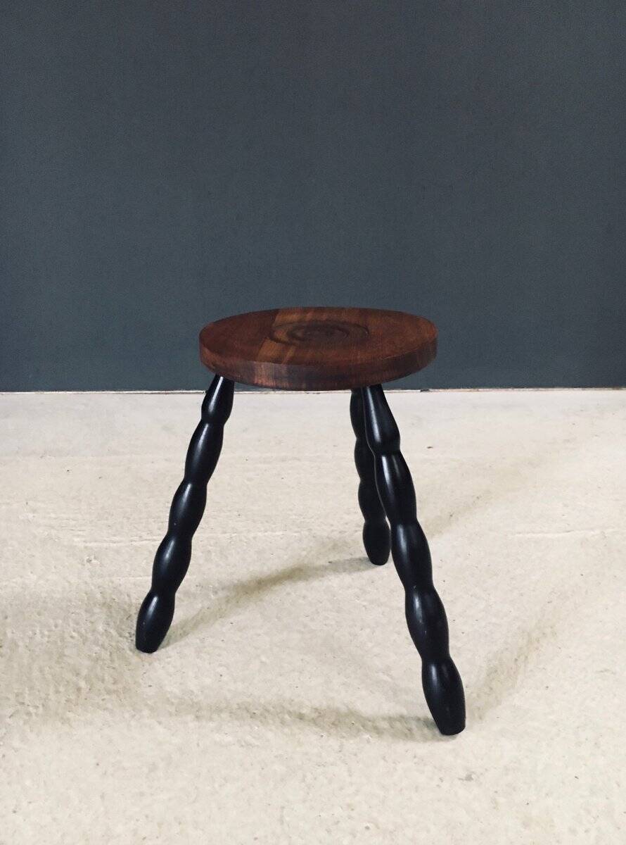 French Bobbin Tripod Stool, 1940s