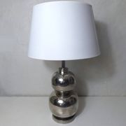 Vintage Space Age lamp with silver chrome metal ball base and DRIMMER H lampshade