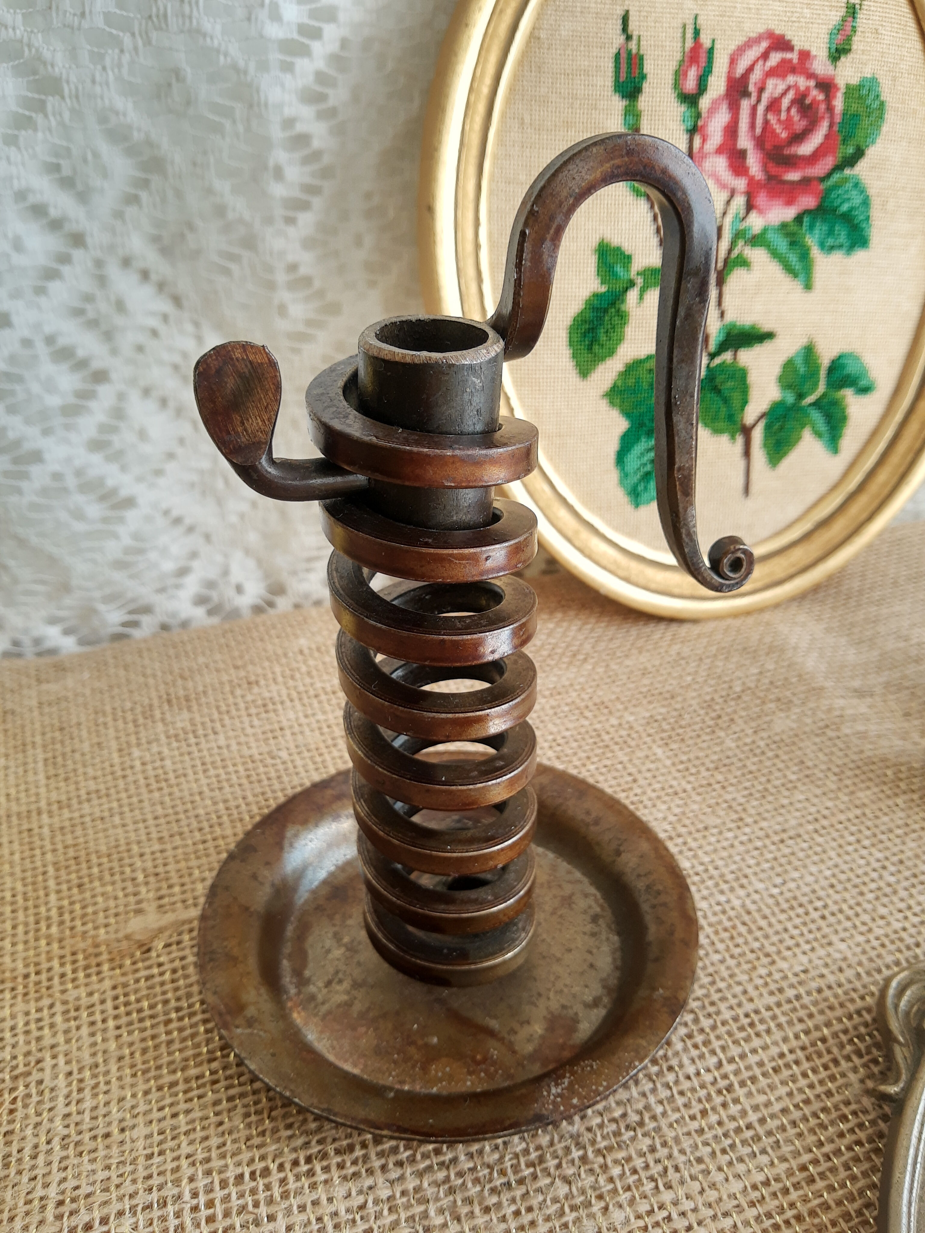 Spiral cellar rat candle holder - vintage