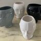 Série de 4 vases vintage tête en céramique années 70-80