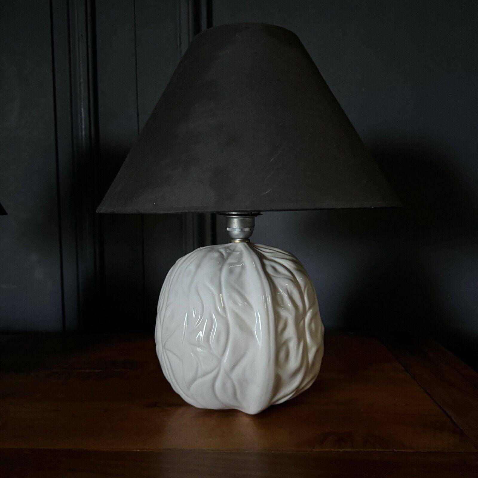 Pair of Italian ceramic lamps 1980 white walnut shape
