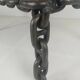 Vintage brutalist black iron chain link coffee table with original smoked glass, 70s