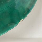 Vallauris - Large oval earthenware "fish" dish with green glaze