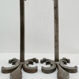 Pair of vintage steel fleur-de-lys andirons