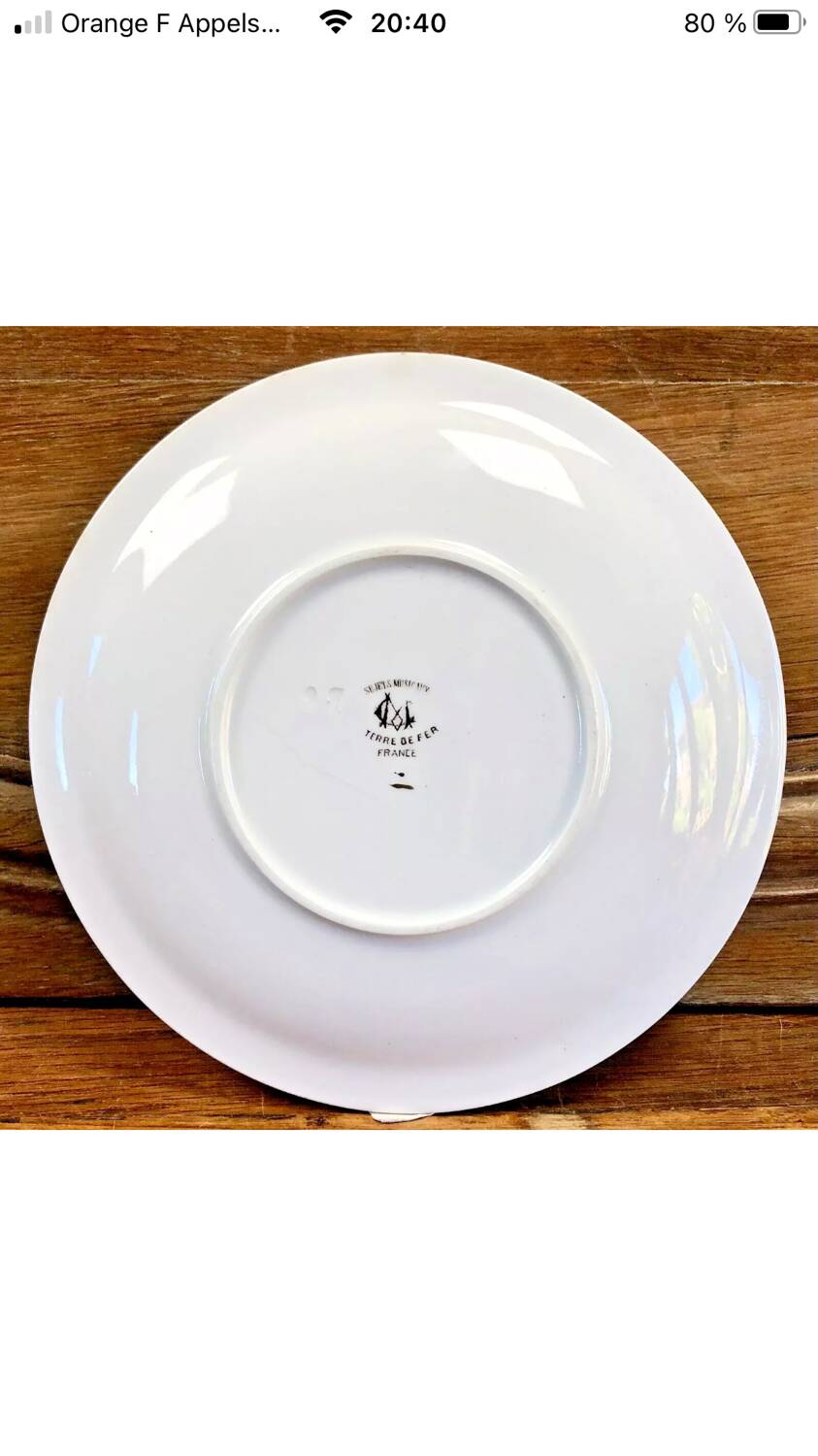 7 anciennes assiettes à dessert Creil et Montereau Terre de fer