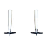 Ensemble de deux appliques du milieu du siècle en verre satiné, cristal et laiton chromé