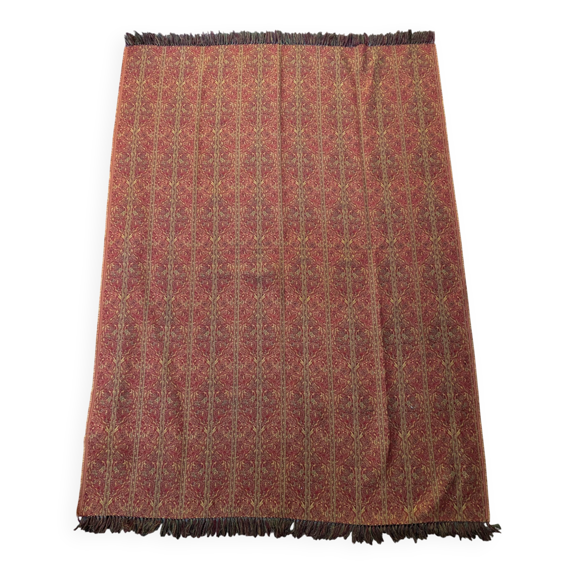 Plaid en laine tissée jacquard à décor Jamawar réversible