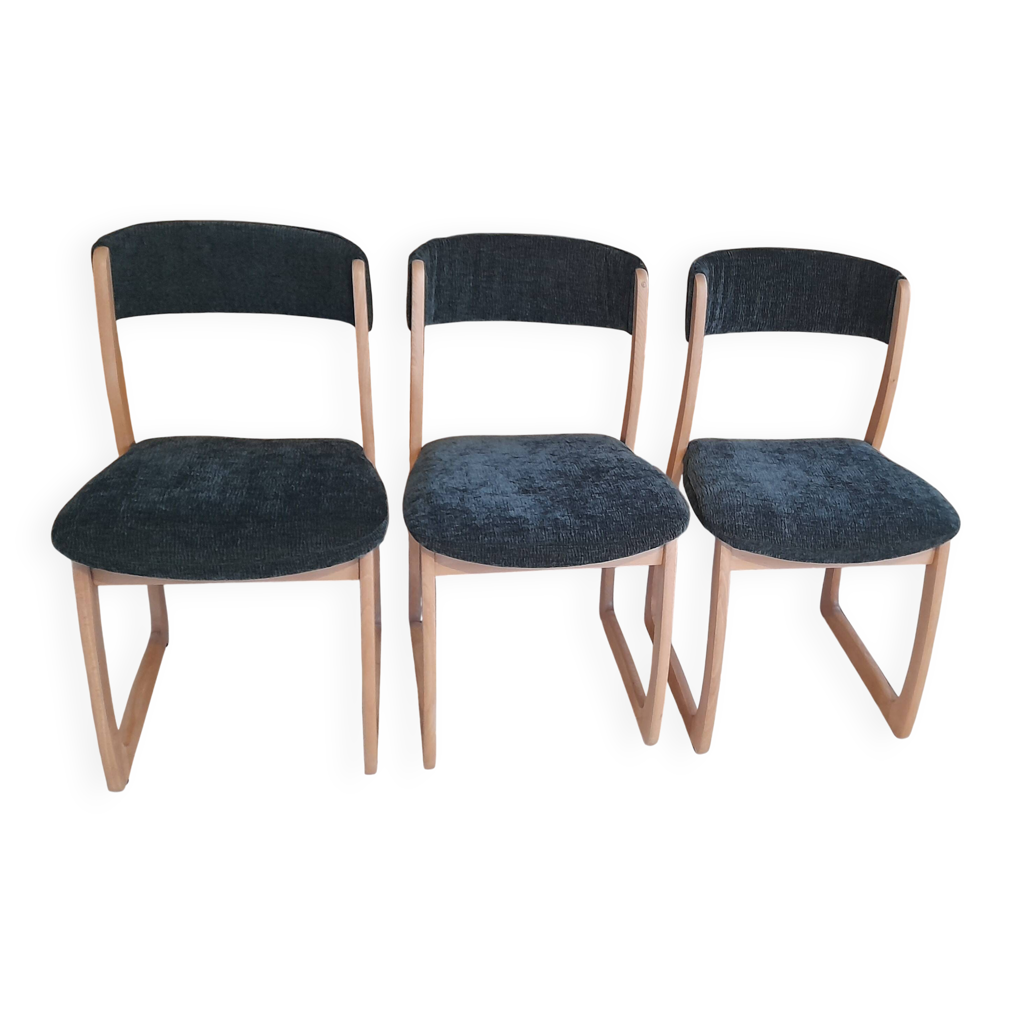 Set of 3 1970s sled chairs by the brand SELF.