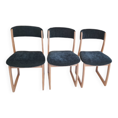 Lot de 3 chaises traineau des années 1970 de la marque SELF