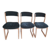 Lot de 3 chaises traineau des années 1970 de la marque SELF