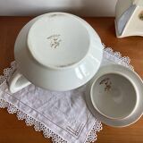 Antique porcelain coffee pot with stamped fire