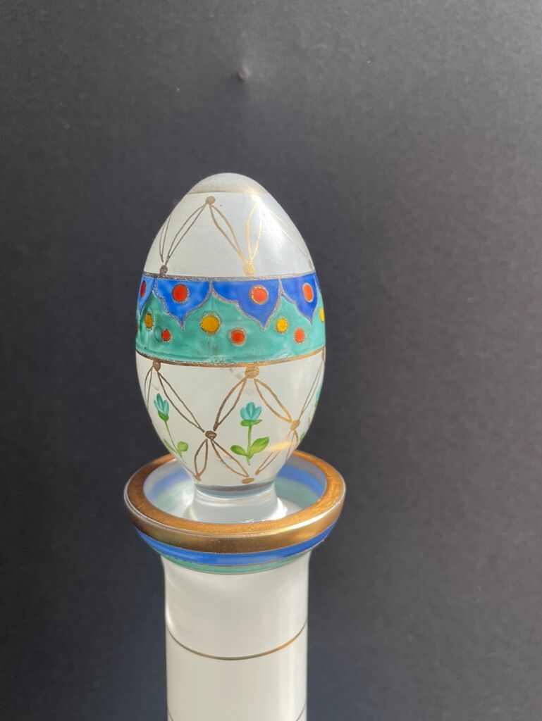 Large signed decanter - Hand decoration - XXth