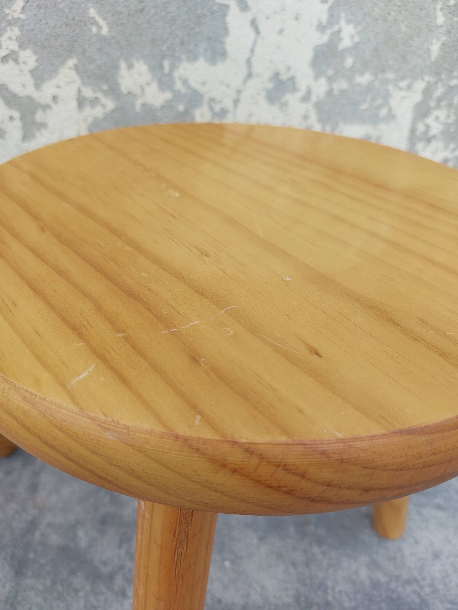 Pair of vintage pine tripod stools