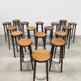 Vintage French wooden bar stools 1970s