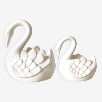 White ceramic swans, Portugal