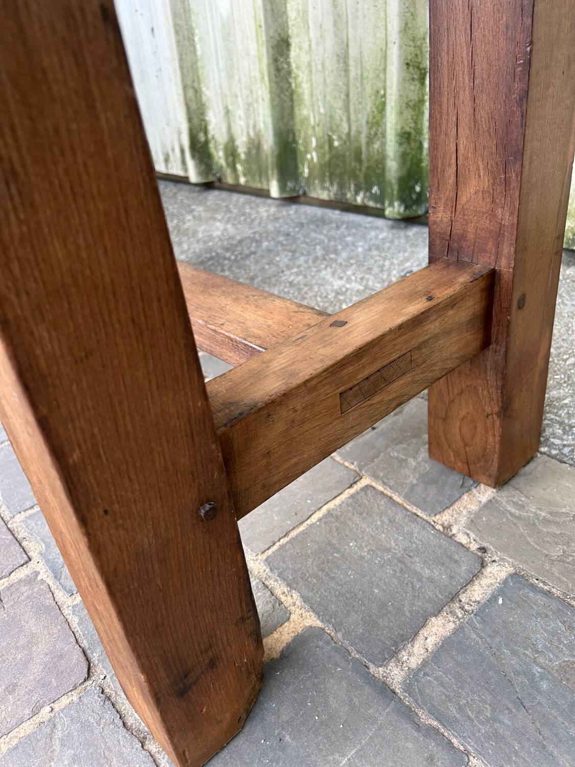 Vintage beech workbench with patina of use
