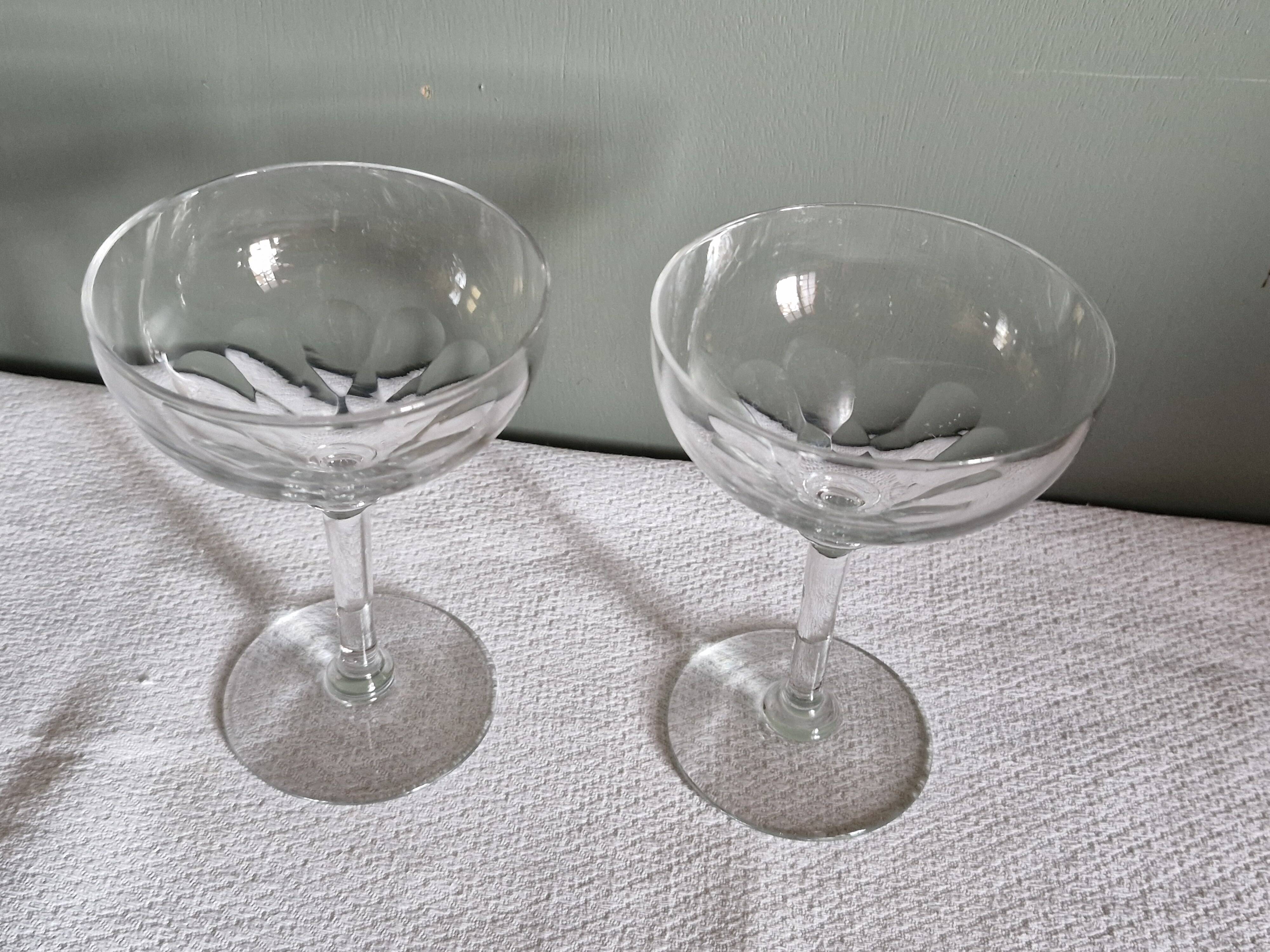 2 large antique champagne coupes, flat rim size - 13.5 cm