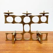 Brutalist metal candlestick from the mid-century by Heinz Goll