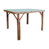 Rattan coffee table blue top