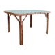 Table basse rotin plateau bleu