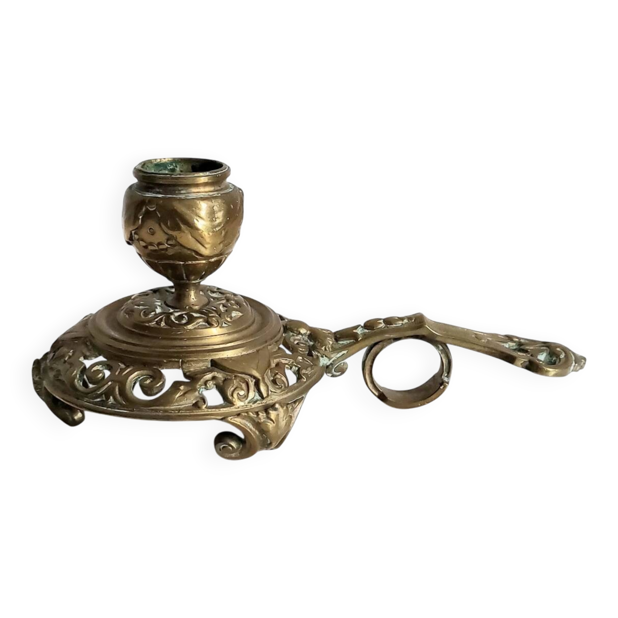 "Cave rat" brass candlestick
