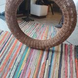 Rattan mirror spherical shape circa 1970