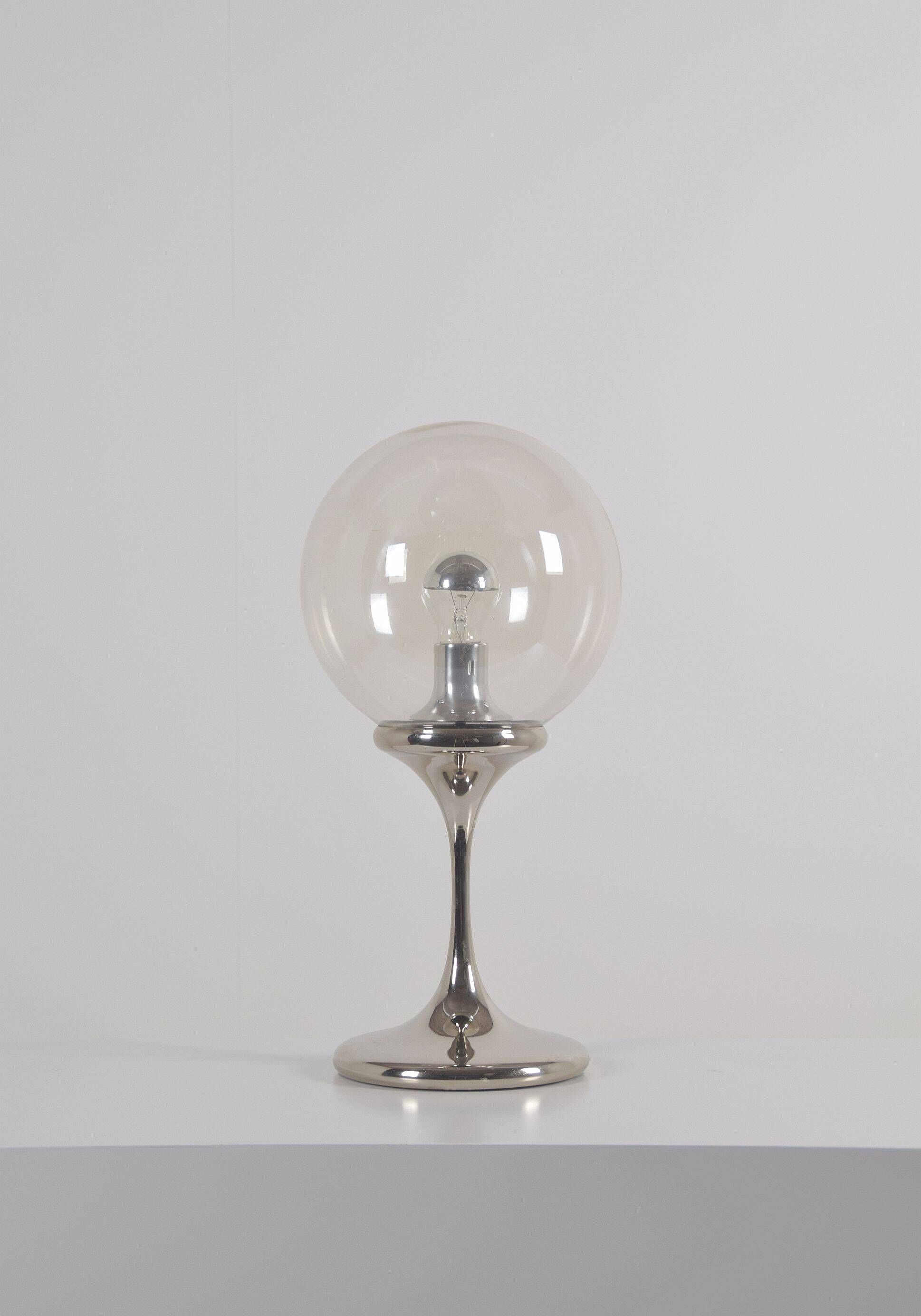 Space age table lamp by Doria Leuchten with chrome and glass, 1970s