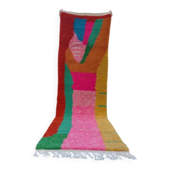 Traditional handmade Moroccan Berber carpet for the hallway, 75 x 300 cm.