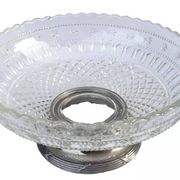 Glass and metal fruit bowl on pedestal, 1930s