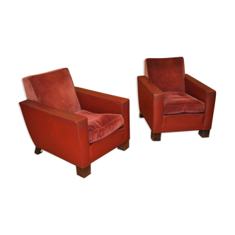 Pair of club armchairs