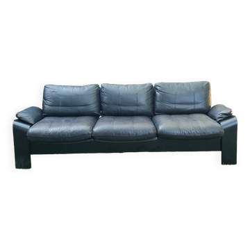 1970s leather three-seater sofa