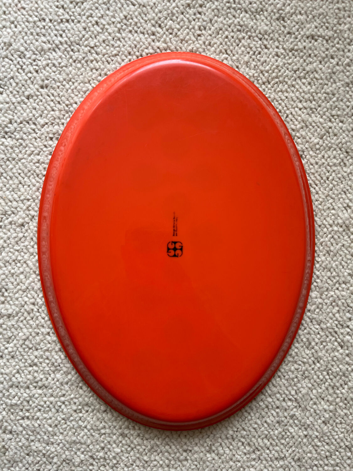 Guzzini orange plate, Ornella Noorda, 1970 design