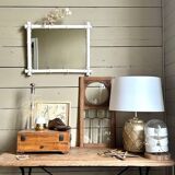 Large bamboo-style wooden mirror