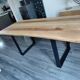 Black metal wood table