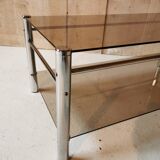 Glass and chrome metal table