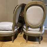Pair of Louis XVI style armchairs with medallion backs, circa 1900