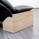 Vintage armchair, leather and travertine