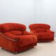 Vintage velvet armchairs Italy 1970s
