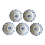 5 antique deep plates in badonviller earthenware