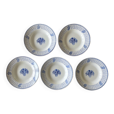5 assiettes creuses anciennes en faïence de badonviller