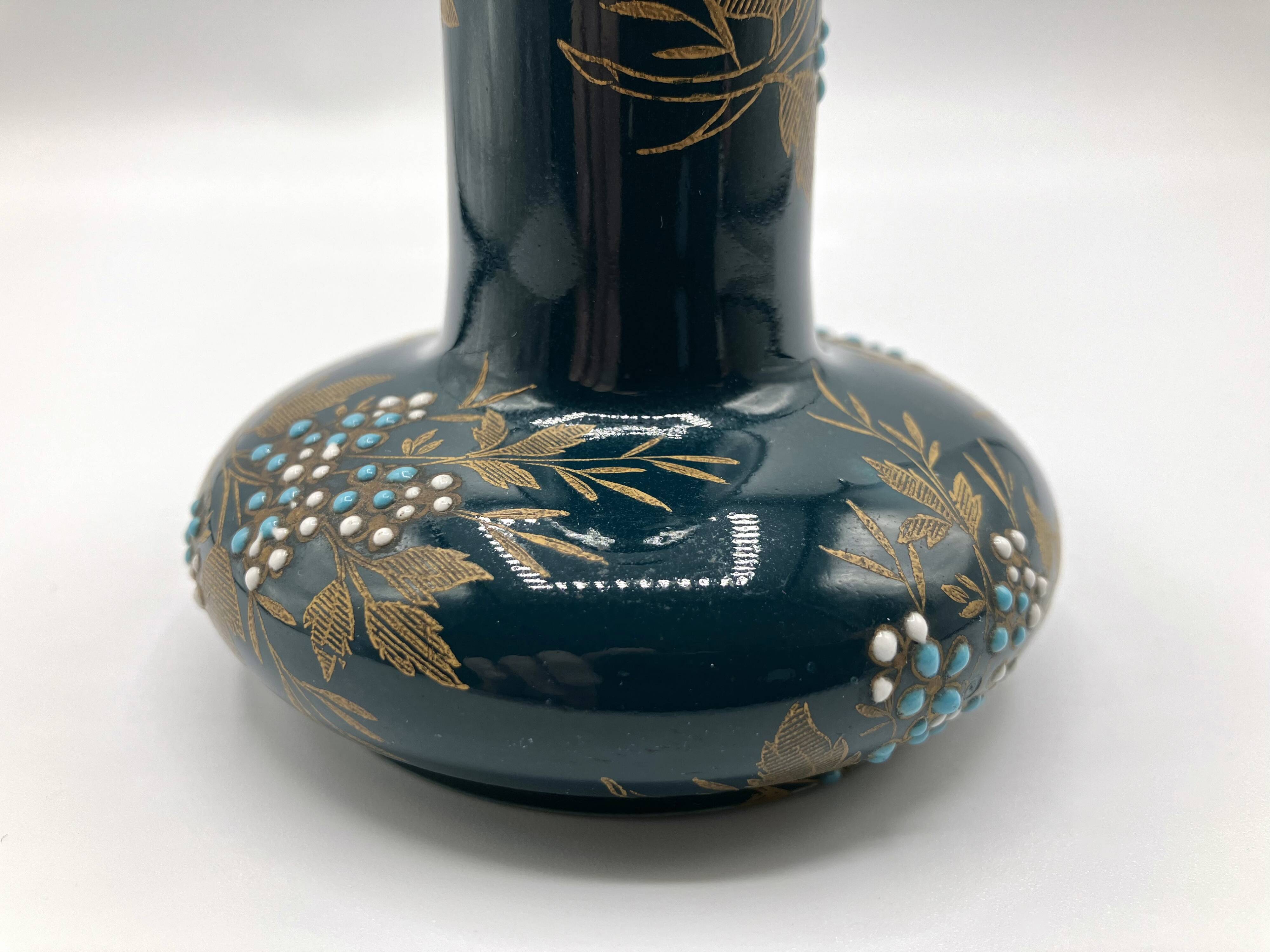 Small Gien vase in enamelled earthenware • Napoleon III