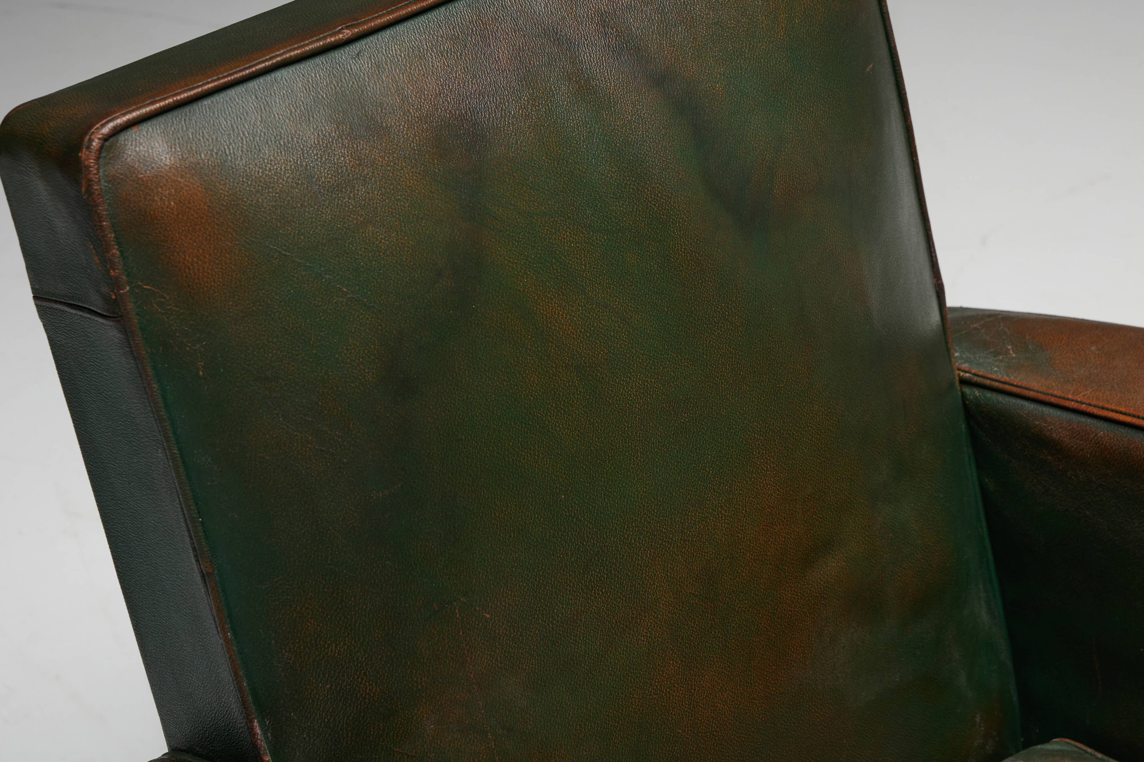 Art Deco Leather Club Chairs, France, 1930s