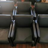 6 faux leather chairs on wheels