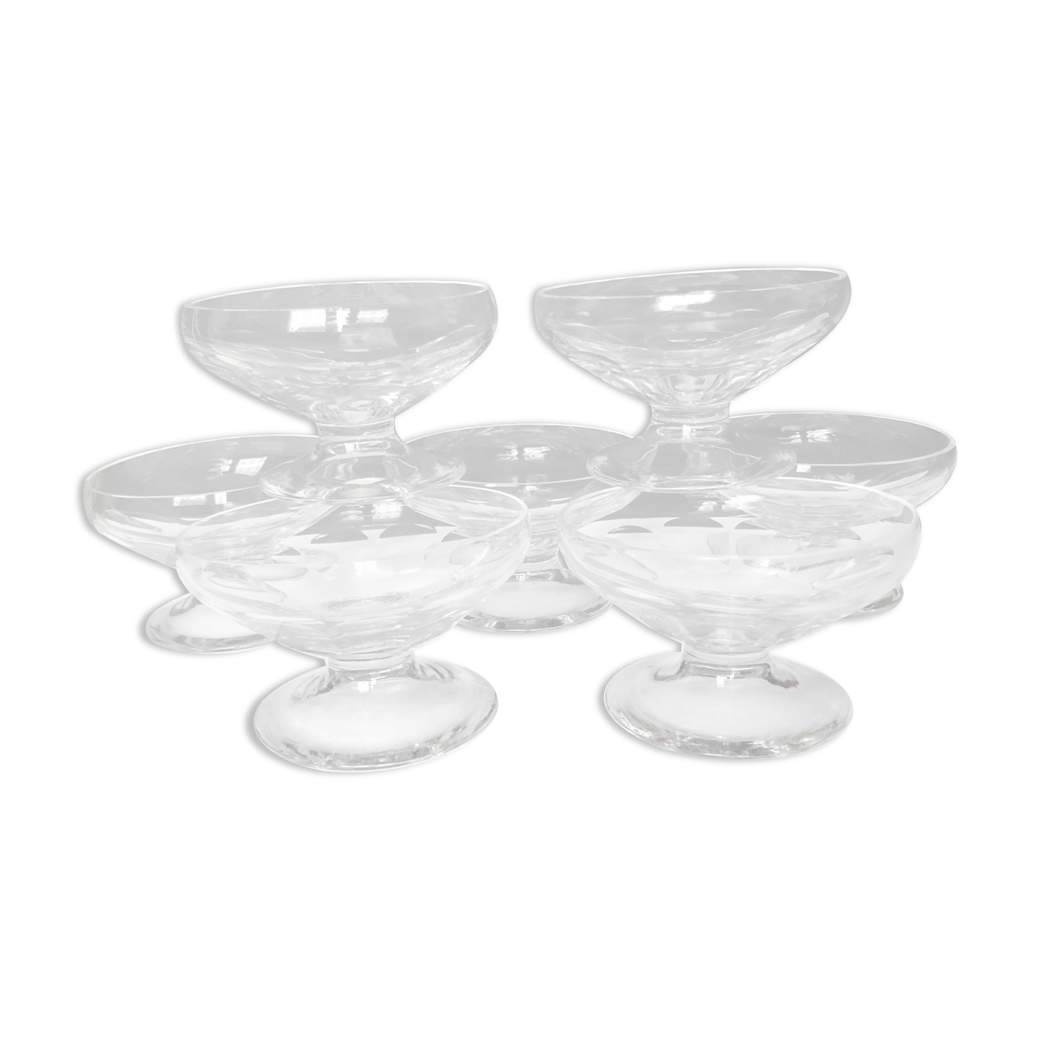 Set of six crystal champagne glasses