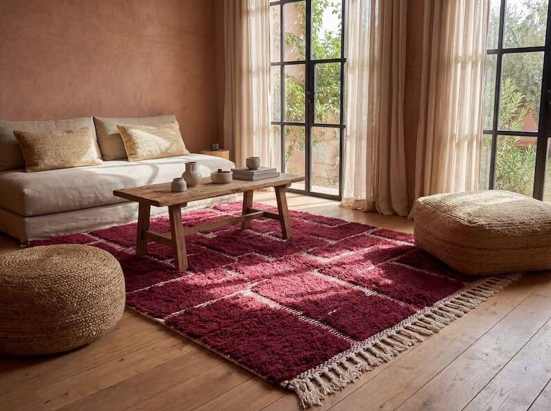 Traditional handmade Moroccan rug from Oued Zam, size 150x250 cm.