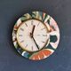 Vintage formica clock round silent wall pendulum "FFR terracotta green"