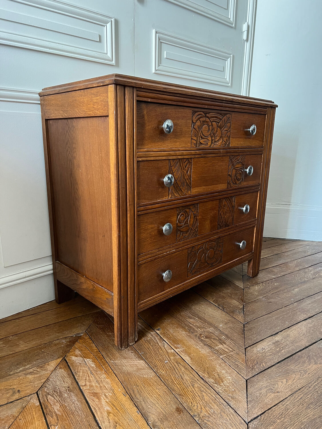 Art Deco style wooden chest of drawers
